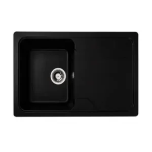 Retur ușor Chiuvetă din compozit de granit pentru bucătărie ELEFANT PREMIUM 7850 VERONA Negru 775 x 495 mm