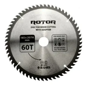 Ultima șansă Disc taiat lemn ROTOR 165*20/16 cu adaptor 60T