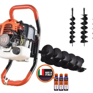 Ofertă de sezon Motoburghiu foreza de pamant WOLFSON STB-52, 1470W, 52cc, include 3 burghie 100,150,200mm + 3 ulei 0.1L
