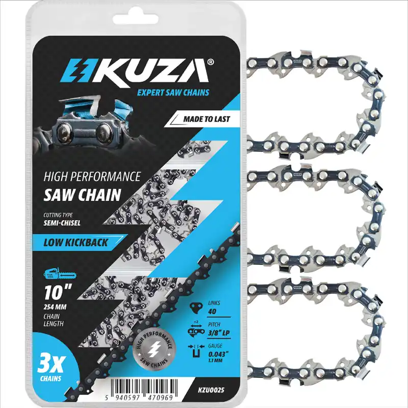 Calitate înaltă Set 3 lanturi pentru drujba Kuza, lungime 10", pas 3/8" LP, grosime 043"-1.1 mm, 40 Zale, 3 lanturi/pachet