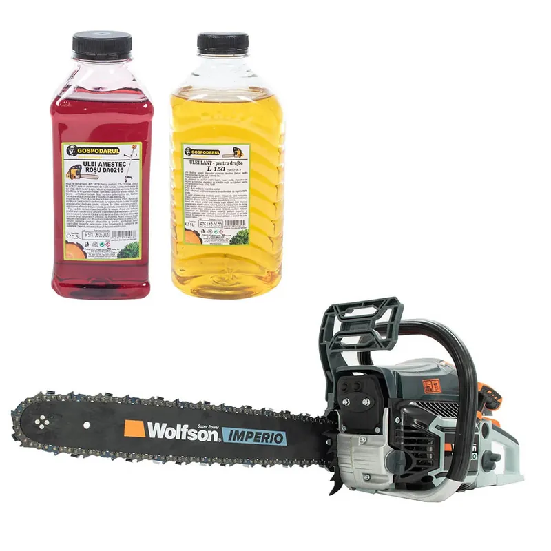 Noutate Drujba pe benzina WOLFSON IMPERIO 6000 - 3.2 CP, 52cc + ulei amestec 0.5L, ulei ungere lant L150