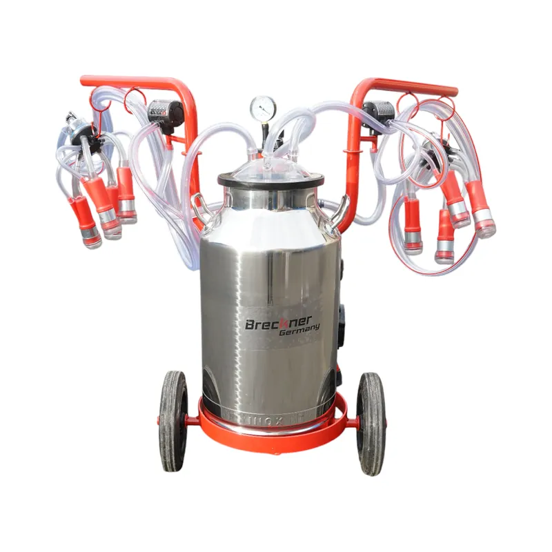 Aparat de muls vaci 2 posturi bidon 40L inox cu vid in cadru(vacuum) Breckner Germany Reducere extra