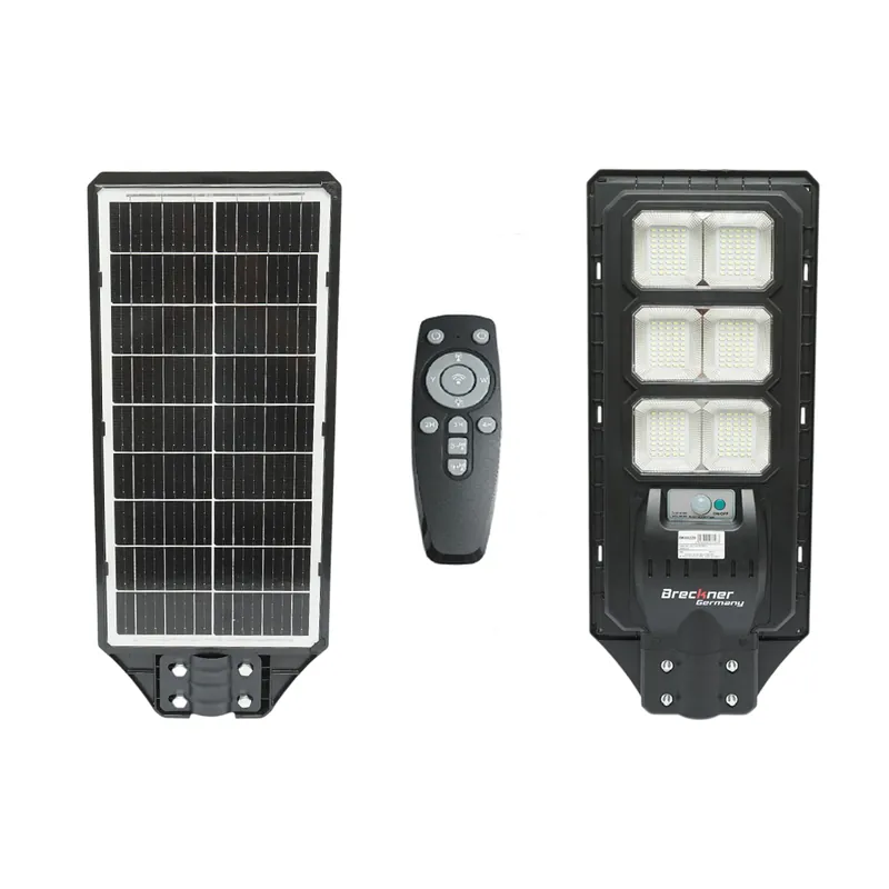 Bestseller Lampa solara LED iluminat stradal 70W, 6500K cu panou solar, senzor miscare si telecomanda IP65 Breckner Germany