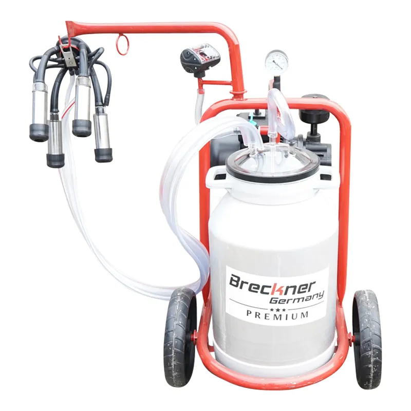 Aparat de muls vaci cu grup colector 160cc, sasiu vopsit electrostatic, bidon aluminiu 30L, 1 post Breckner Germany Ofertă specială