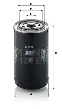 Filtru ulei Filtru insurubabil, cu ventil blocare retur W950 MANN Preferatul clienților